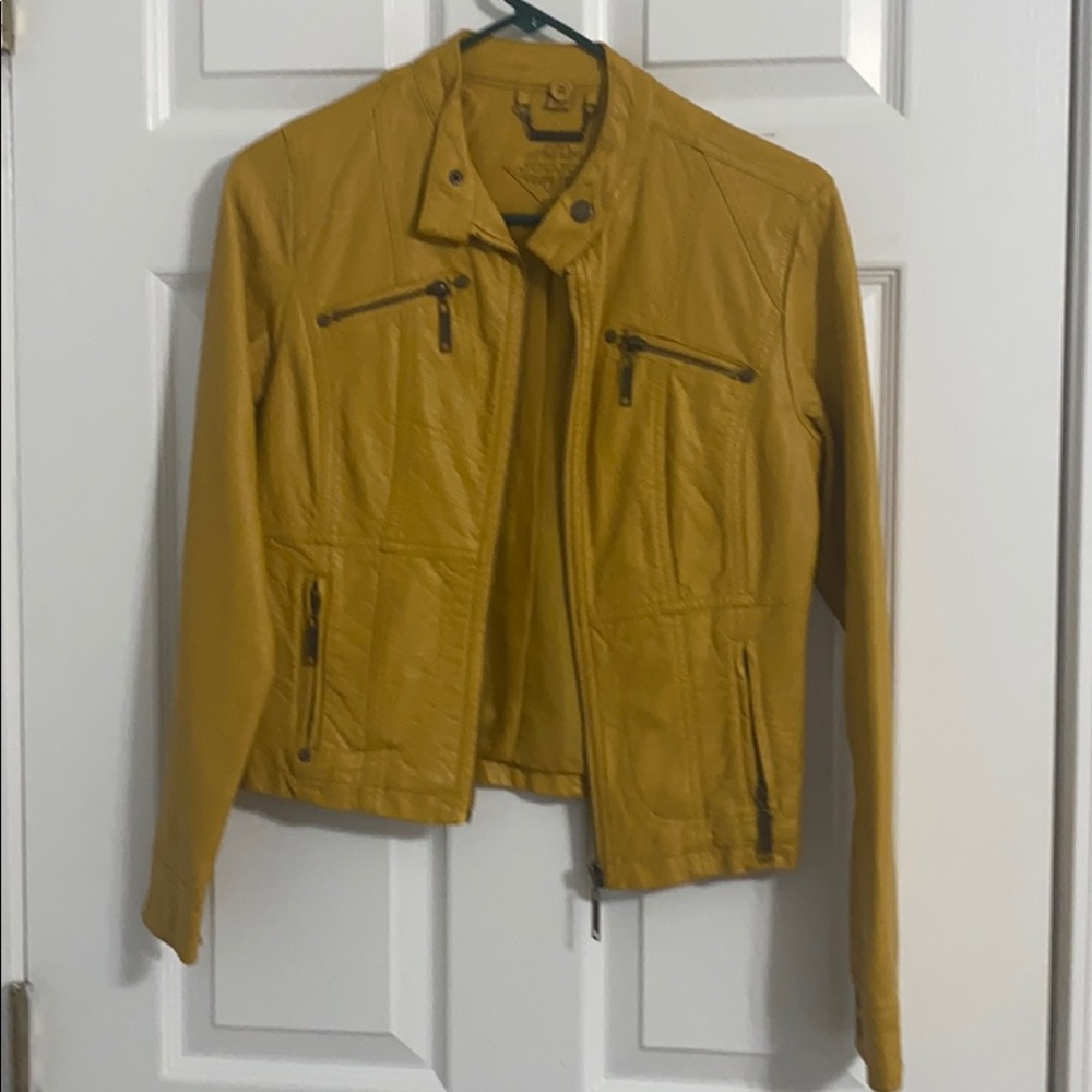 Mustard yellow leather jacket